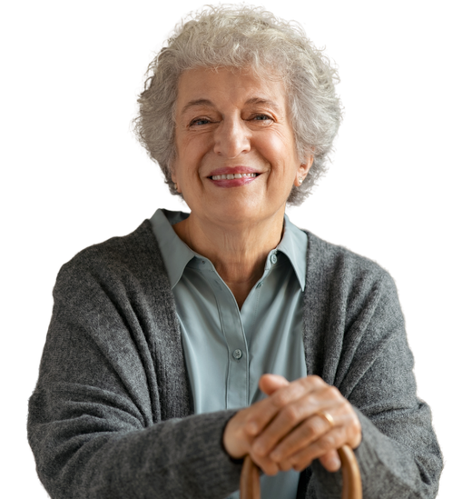 An older woman smiling warmly